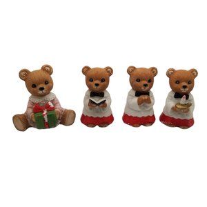 HOMCO Bears Christmas Figurines Lot Home Interiors Winter Christmas Choir Candle